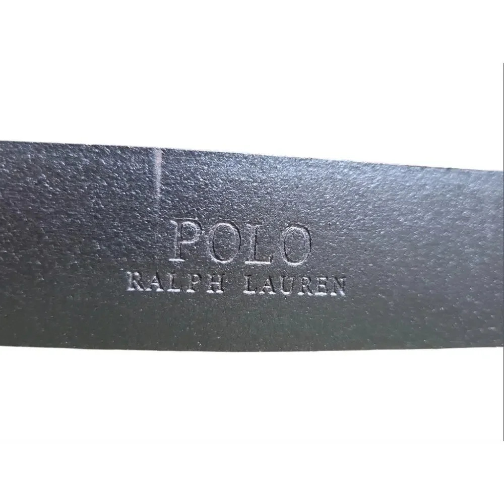 Polo Ralph Lauren Leather Belt M Double O Ring Brass Buckle Equestrian Classic